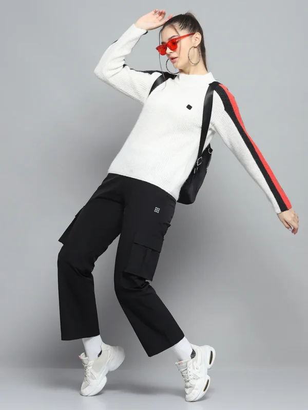 rock.it women white solid round neck full sleeve pullover