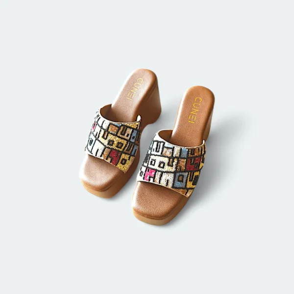 hand embroidered boho brown wedges womens fashion