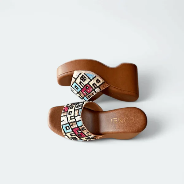 hand embroidered boho brown wedges womens fashion