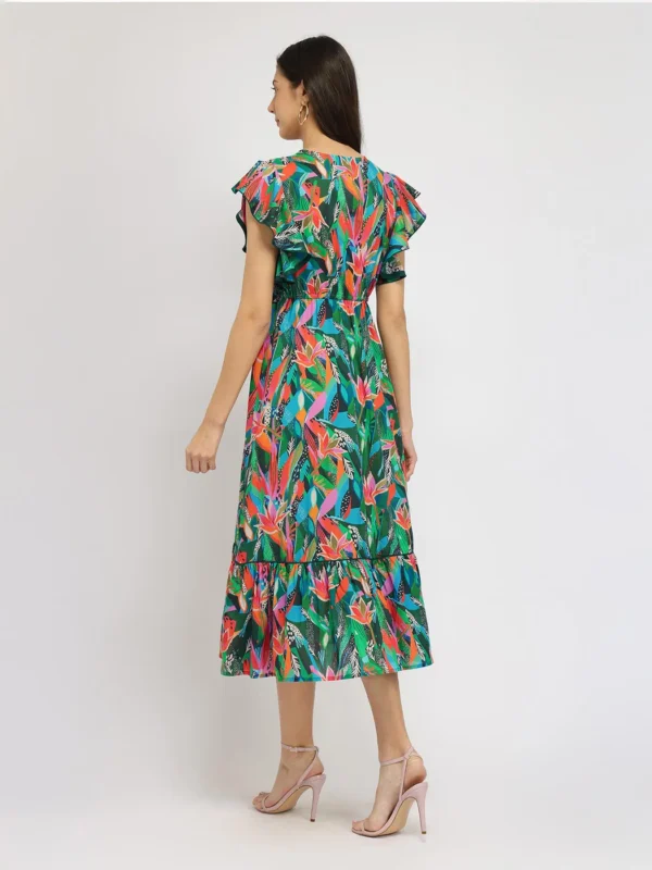 cotton floral midi dress green